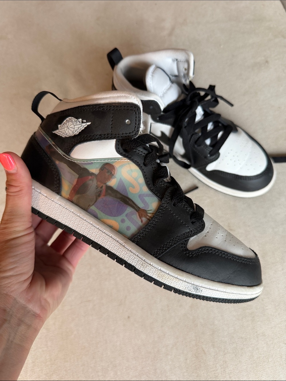 Jordan Kids Black, White & Iridescent High-Top Sneakers with Graphic Side Panel